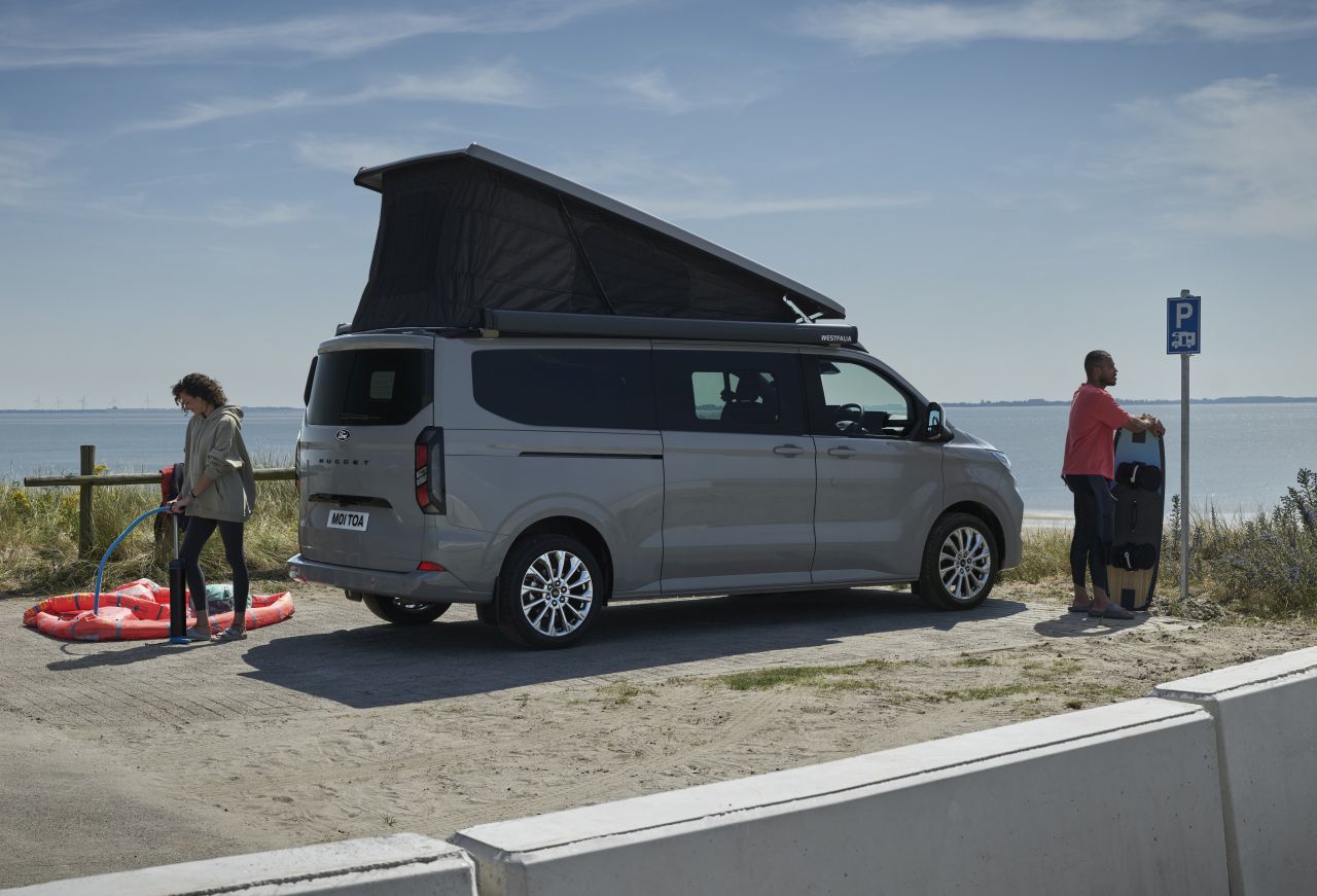 Ford Nugget Campervan With Longer Wheelbase Features Larger Kitchen and a Built-in Toilet back side