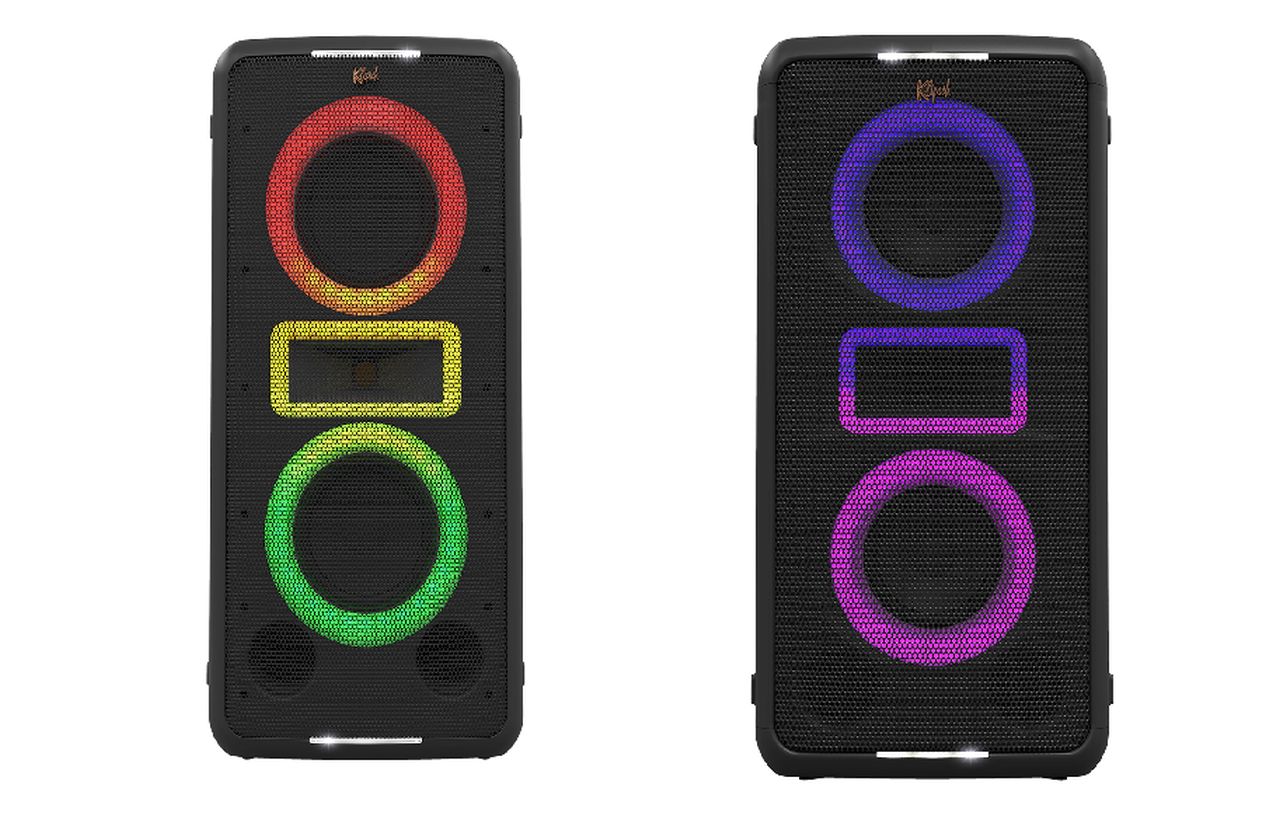 Klipsch RGB illumination, karaoke-ready, Bluetooth party speakers named on Miami, Las Vegas and New York 