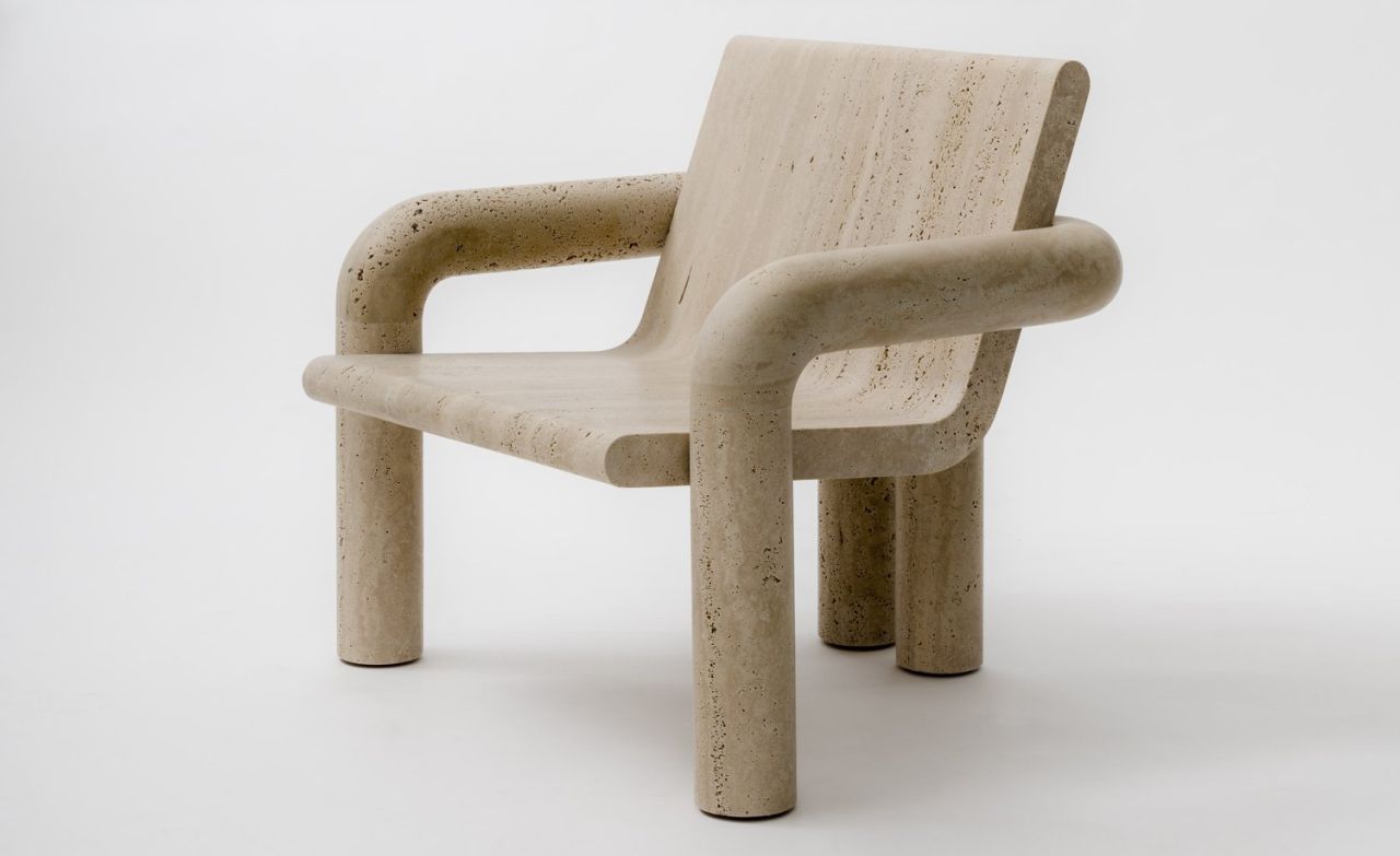 Paolo Ferrari’s Tibur Furniture Collection is Carved from Italian Travertine Blocks