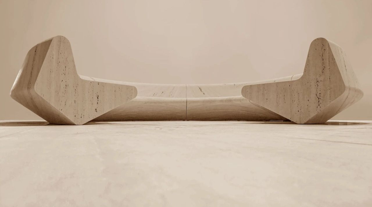 Paolo Ferrari’s Tibur Furniture Collection is Carved from Italian Travertine Blocks