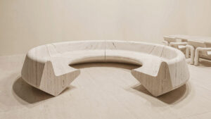 Paolo Ferrari’s Tibur Furniture Collection is Carved from Italian Travertine Blocks