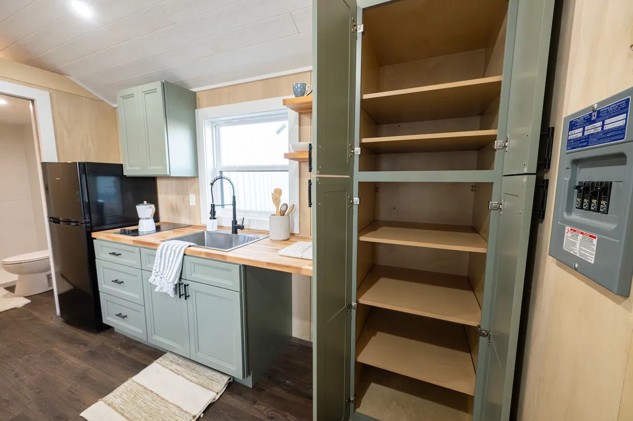 TinyPlex Tiny House- kitchen storage