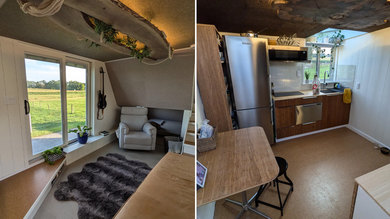 34ft Tiny House -Living area and kitchen