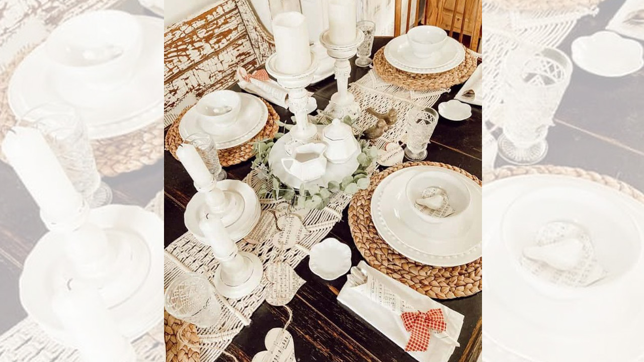 Neutral Valentine’s Day décor