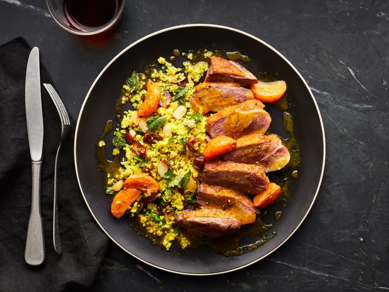 Spiced Duck Breasts with Mandarin Oranges and Dates