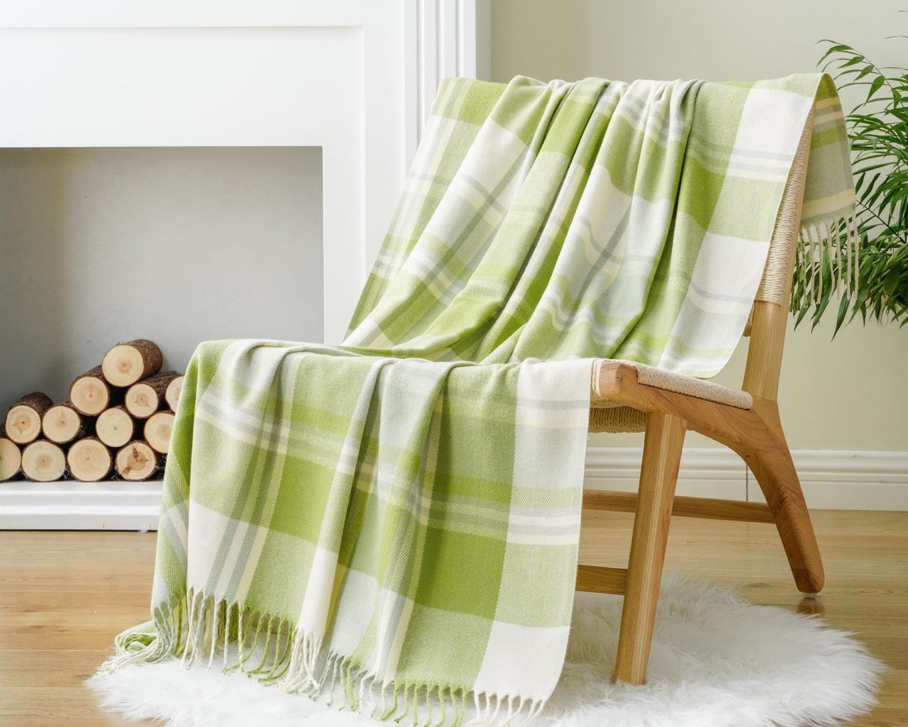 BATTILO HOME Apple Green Plaid Throw Blanket for Couch Bed