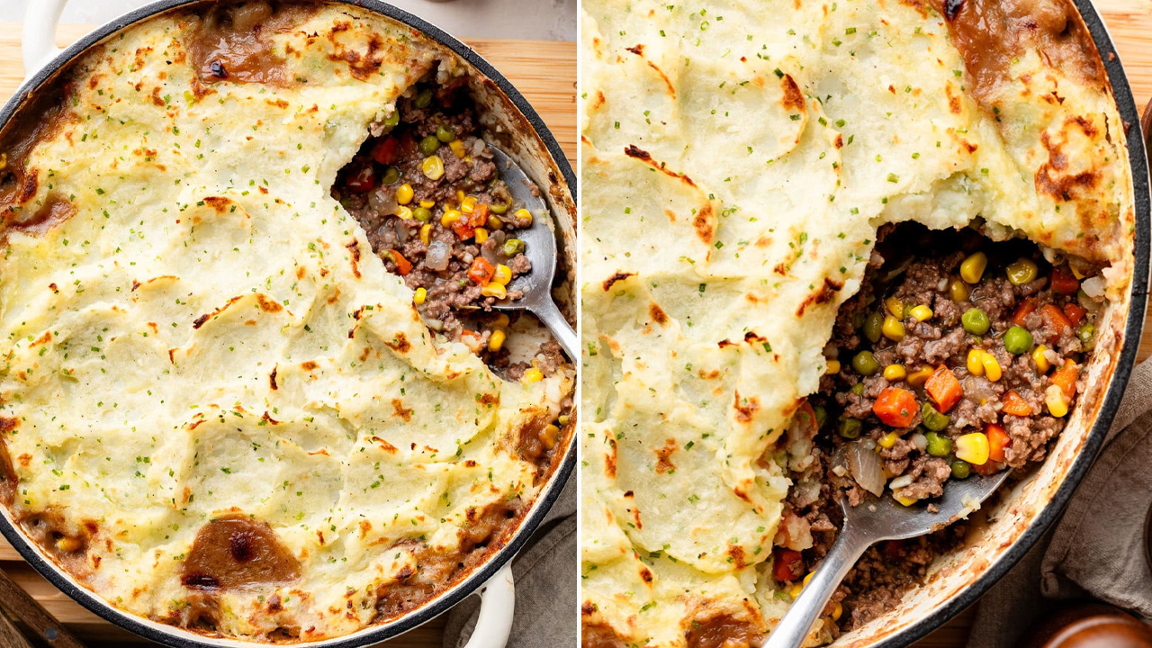 Cottage Pie With Garlic Mashed Potatoes