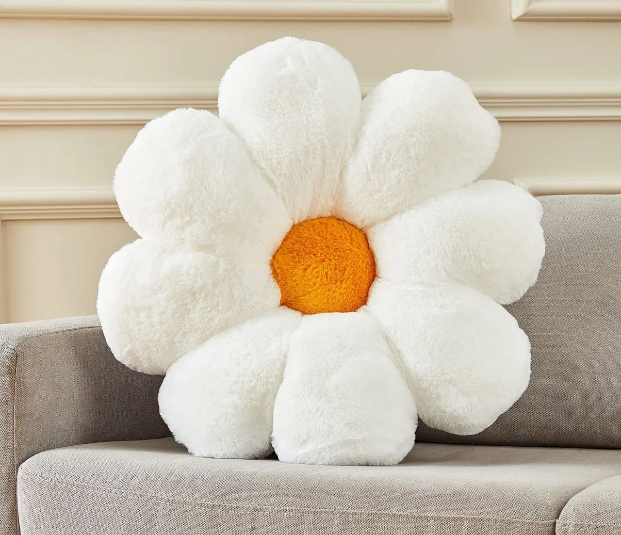 Cute White Flower Throw Pillow Floor Cushion