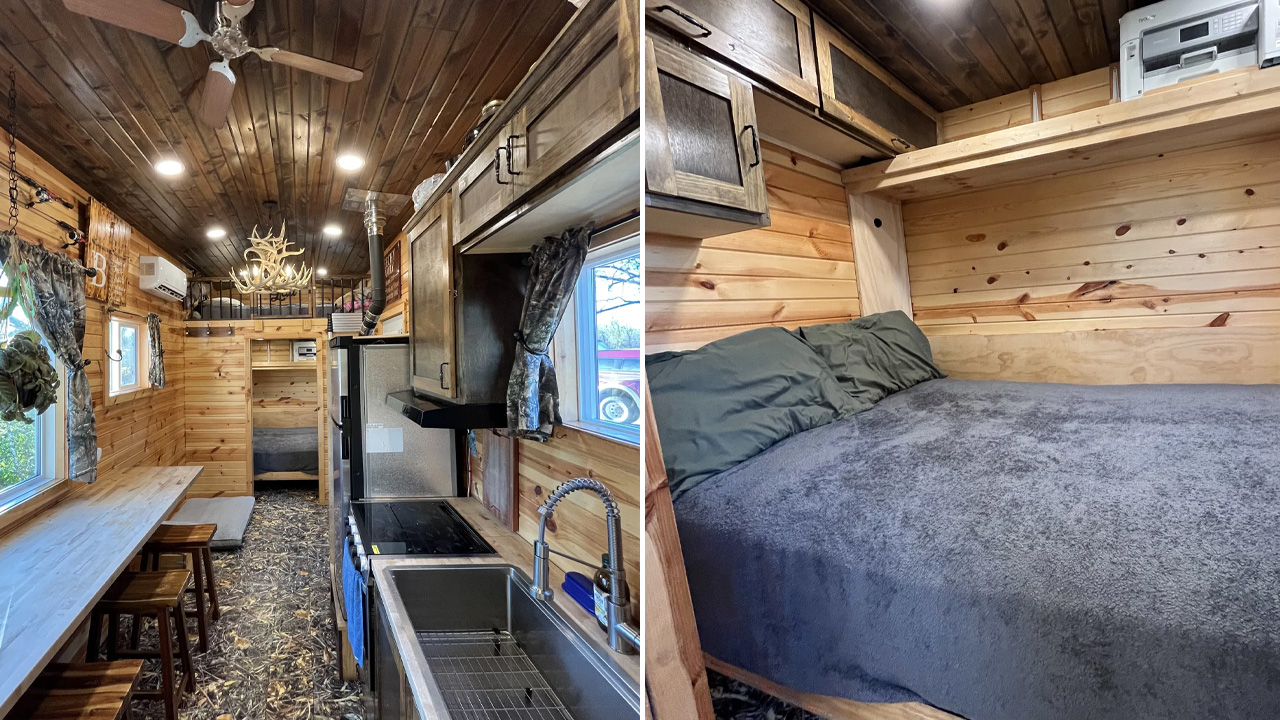 Downstairs Bedroom and Loft of $69k Tiny House