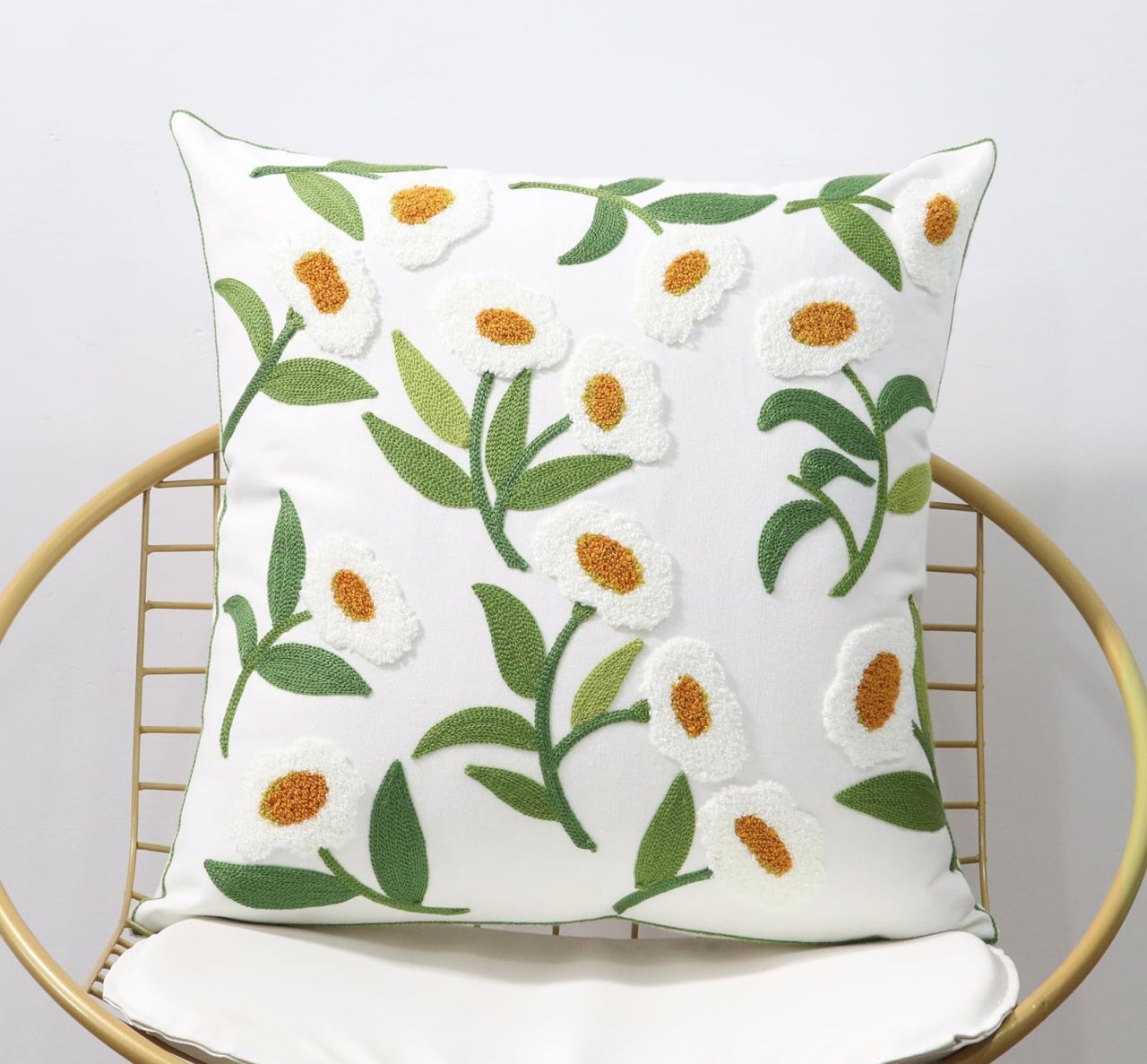 Embroidered Decorative Throw Pillow Cover