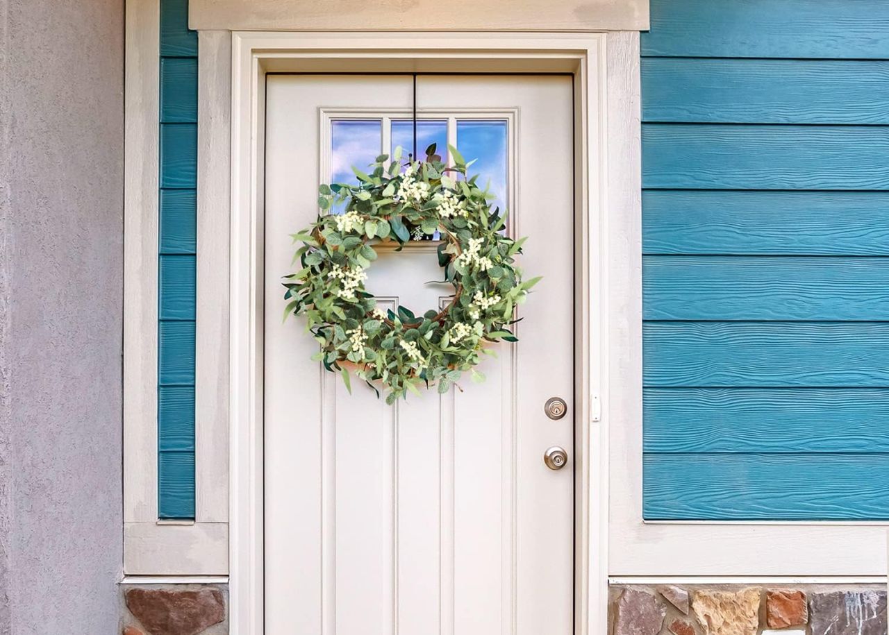 Pinkpum 20'' Eucalyptus Wreath for Front Door