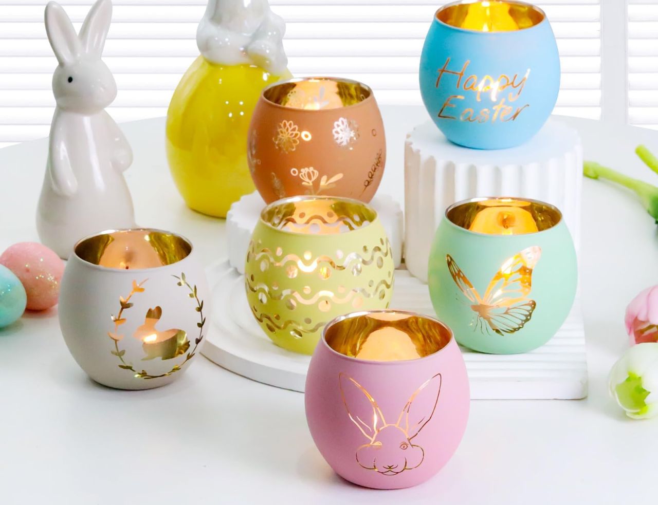 SHMILMH Easter Candle Holders 6PCS