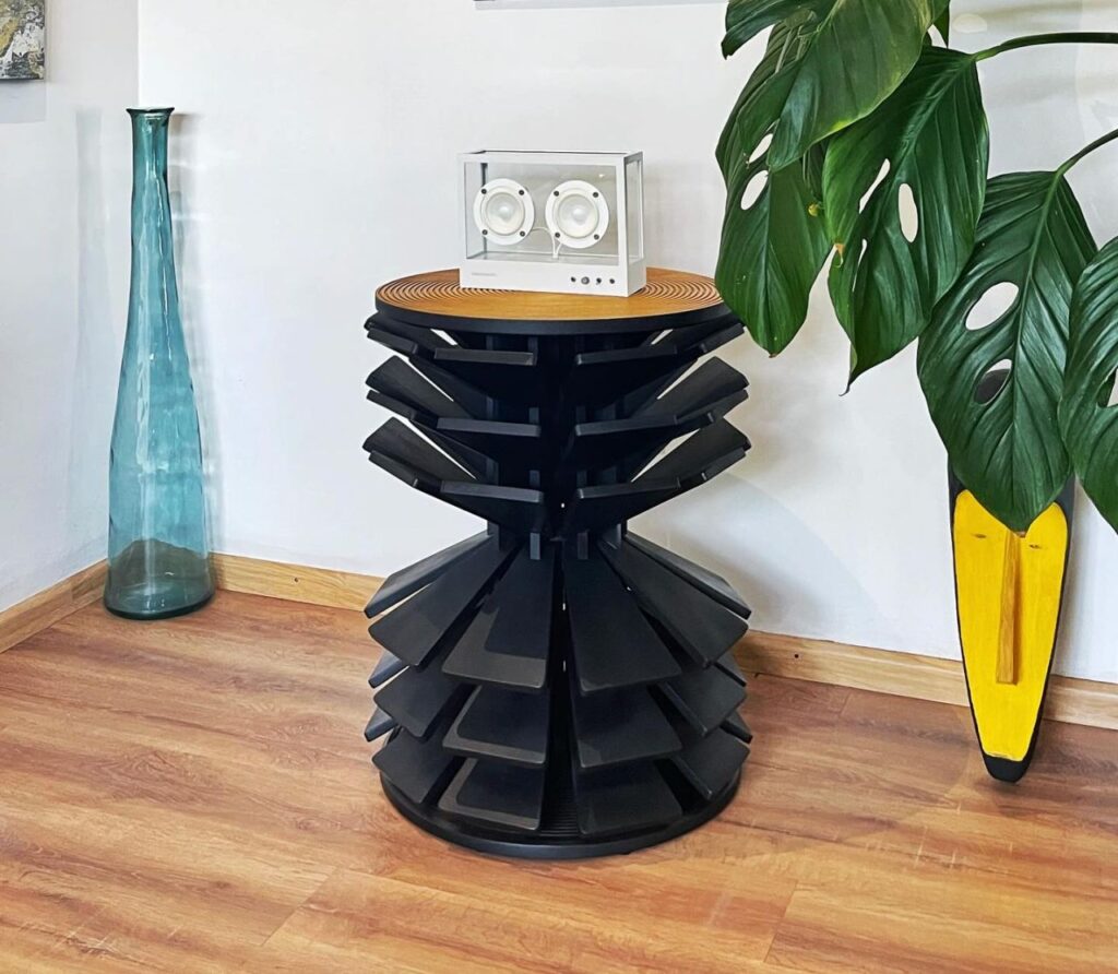 Salù Iwadi Zangbeto Side Table has Fins and Doubles as Bookshelf