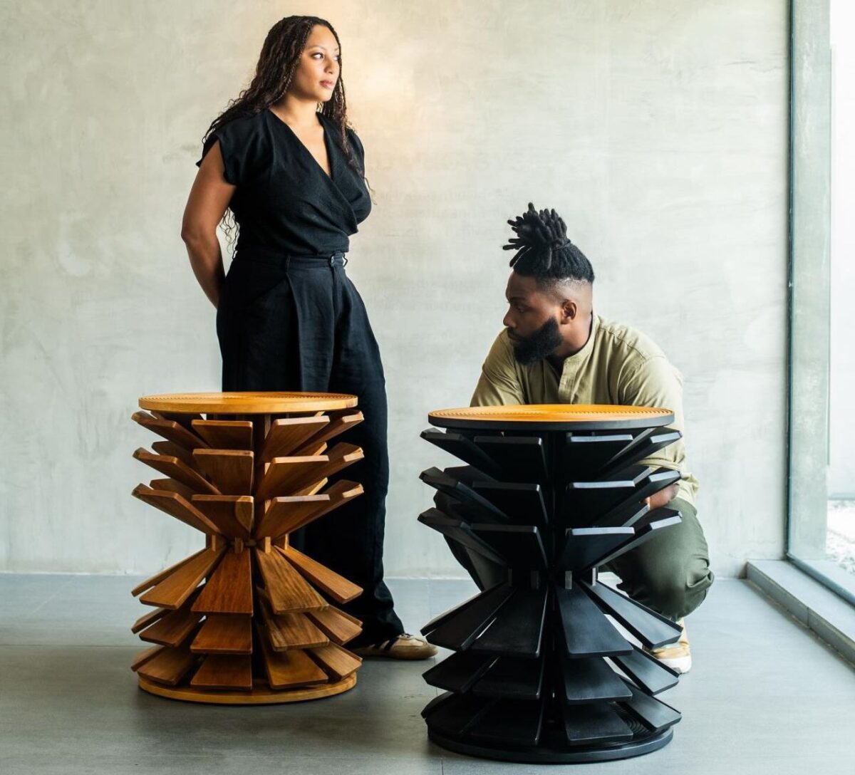 Salù Iwadi Zangbeto Side Table has Fins and Doubles as Bookshelf