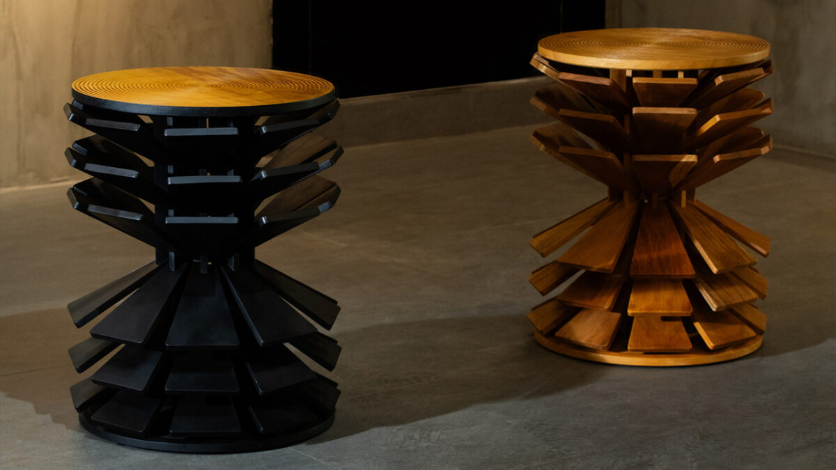 Salù Iwadi Zangbeto Side Table has Fins and Doubles as Bookshelf