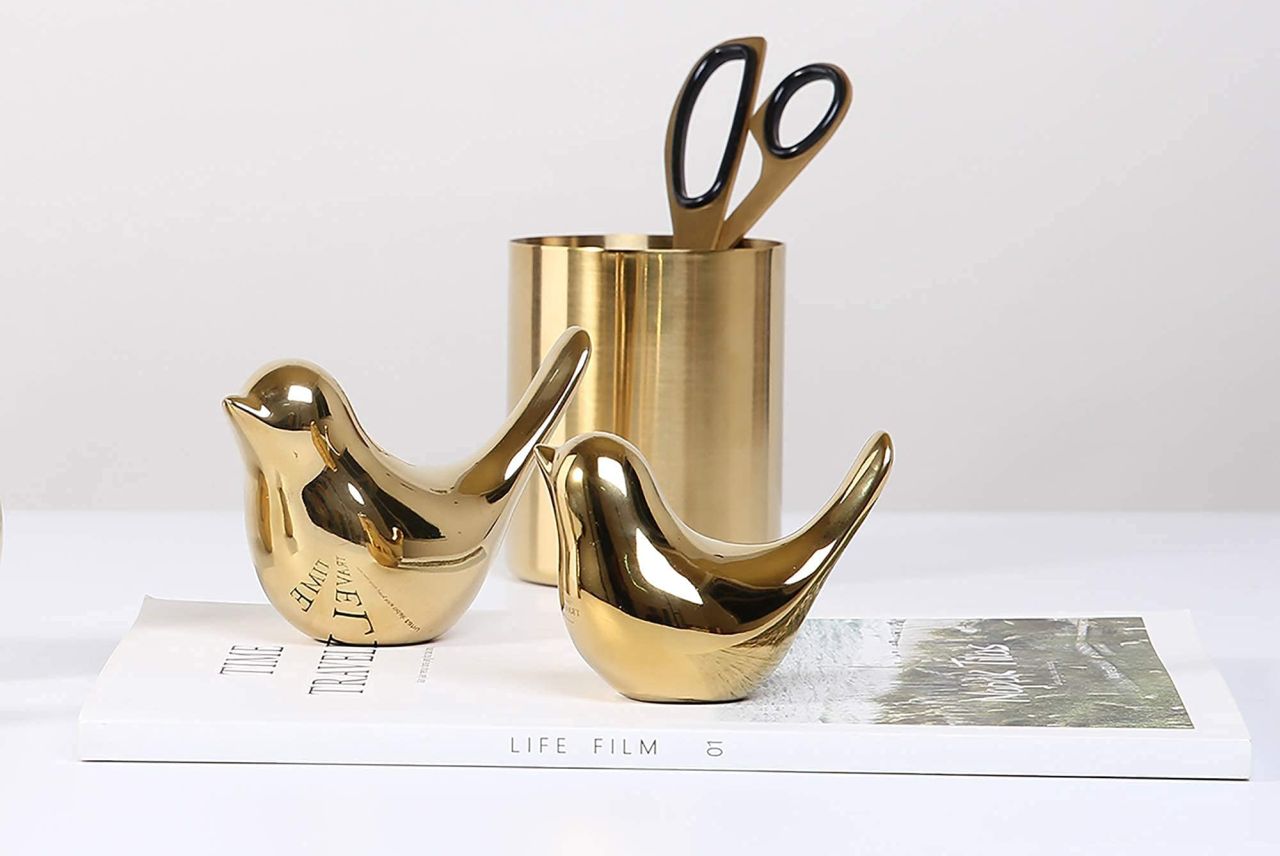 Small Birds Gold Statue