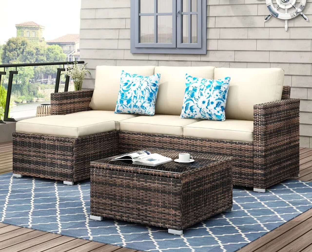 Southerland 3-Piece All-Weather PE Wicker Sectional Sofa Set