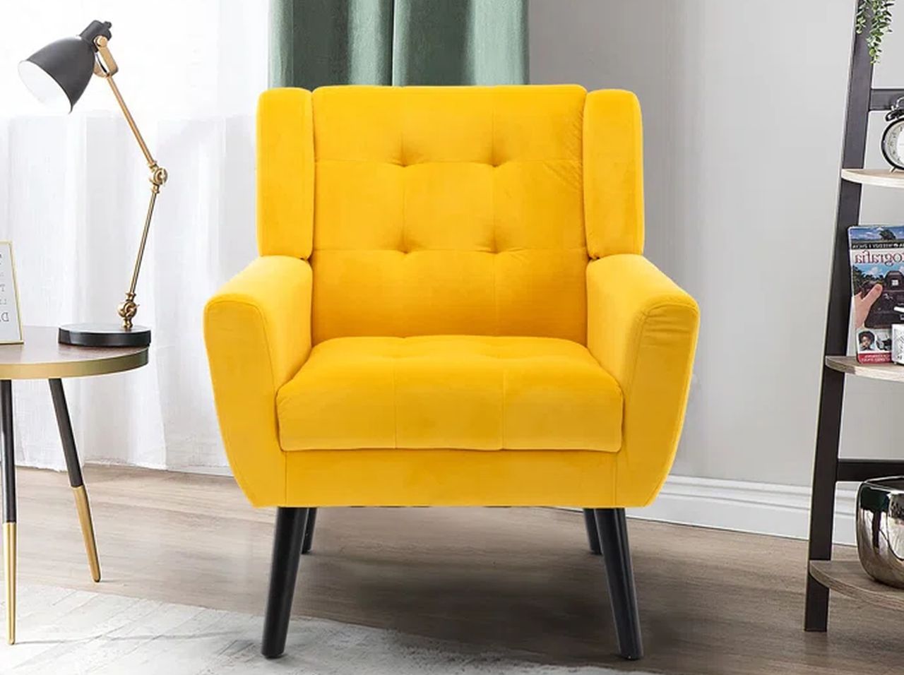 Tufted Upholstered Wide Back Armchair