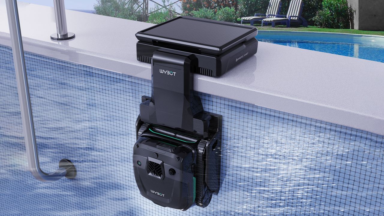 WYBOT S3 features a self-docking, self-emptying pool cleaning robot