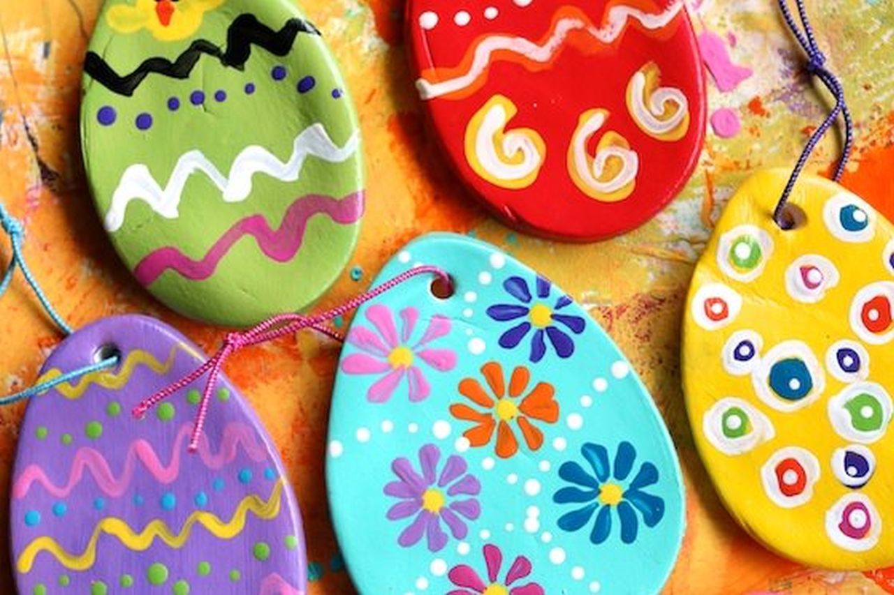 Clay Dough Painted Egg Ornaments