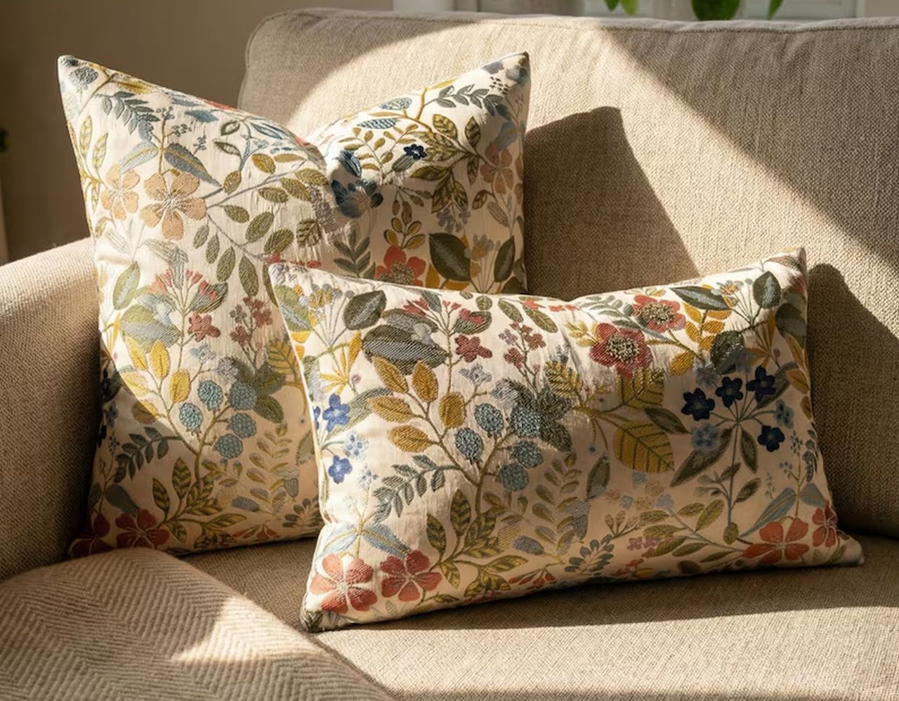 Colorful floral cushion cover