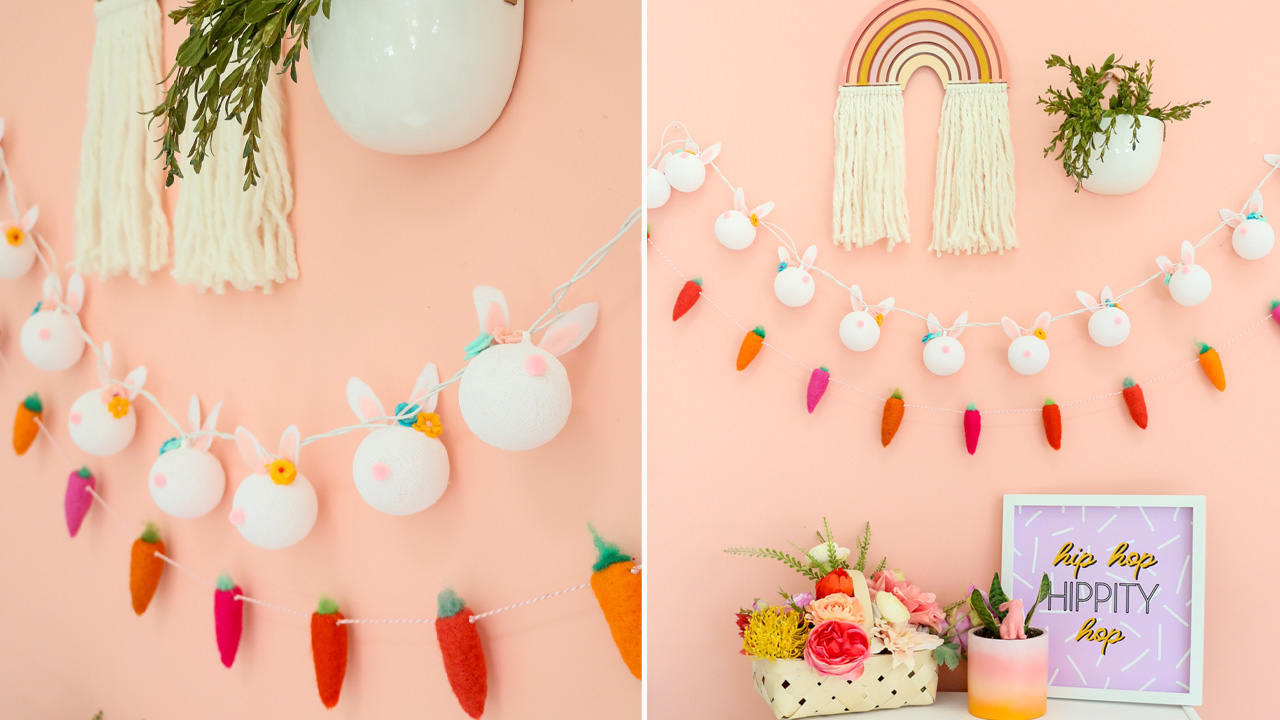 DIY Flower Crown Bunny String Light Garland