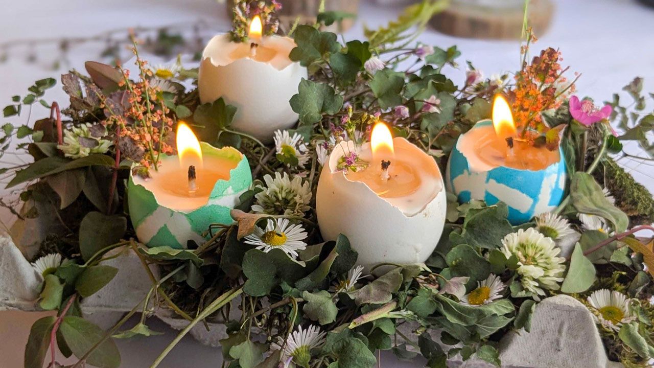 Fairy-Tale Candle Display With Eggshells