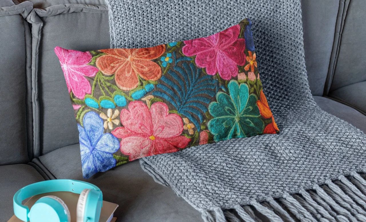 Flowery Print Pillow