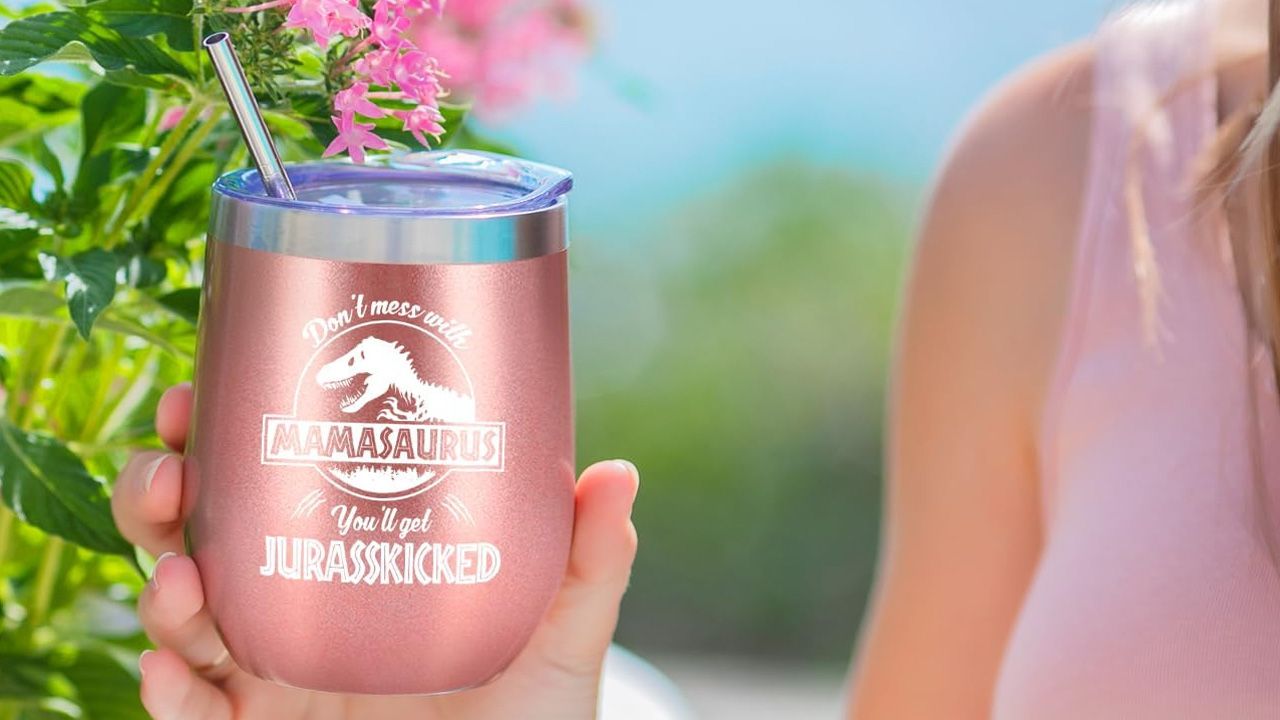 Funny Mother’s Day Gifts - Mamasaurus Wine Tumbler