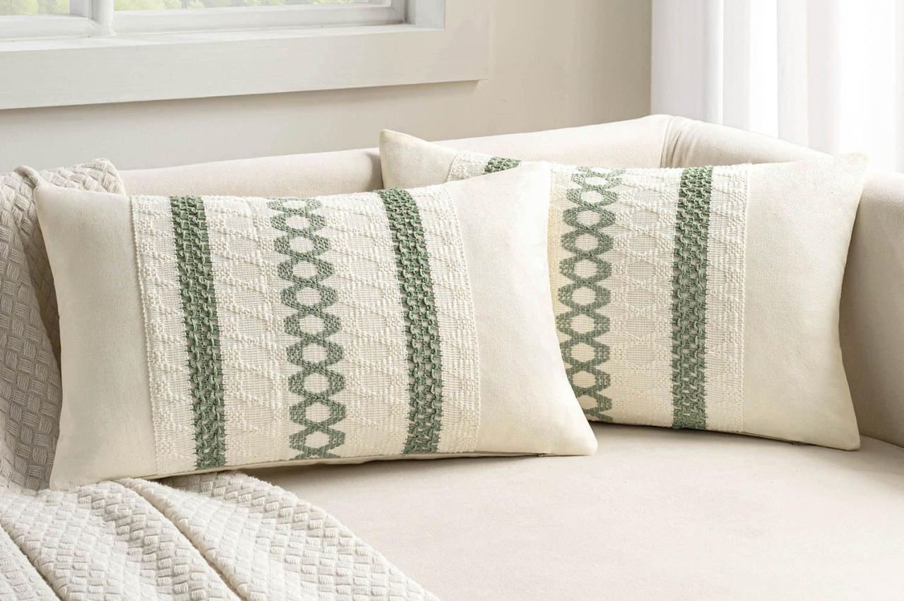 Sage Green Boho Decorative Lumbar Pillow Covers