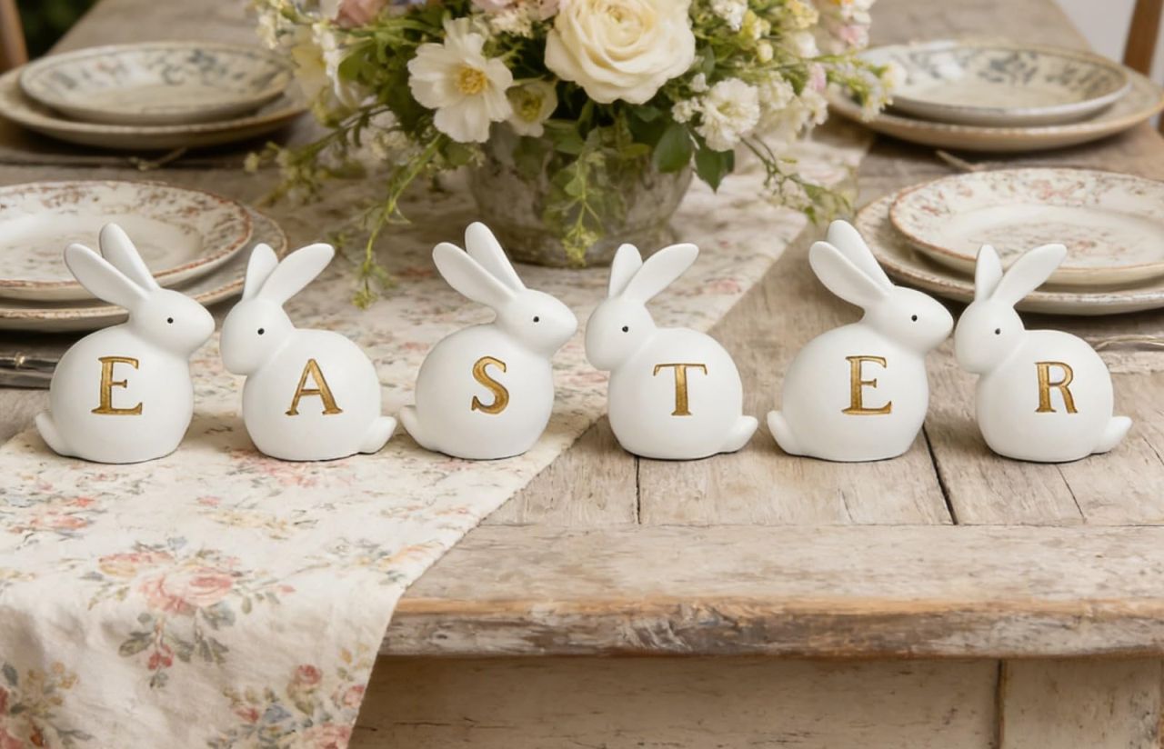 Table Easter Bunny Figurine Decorations