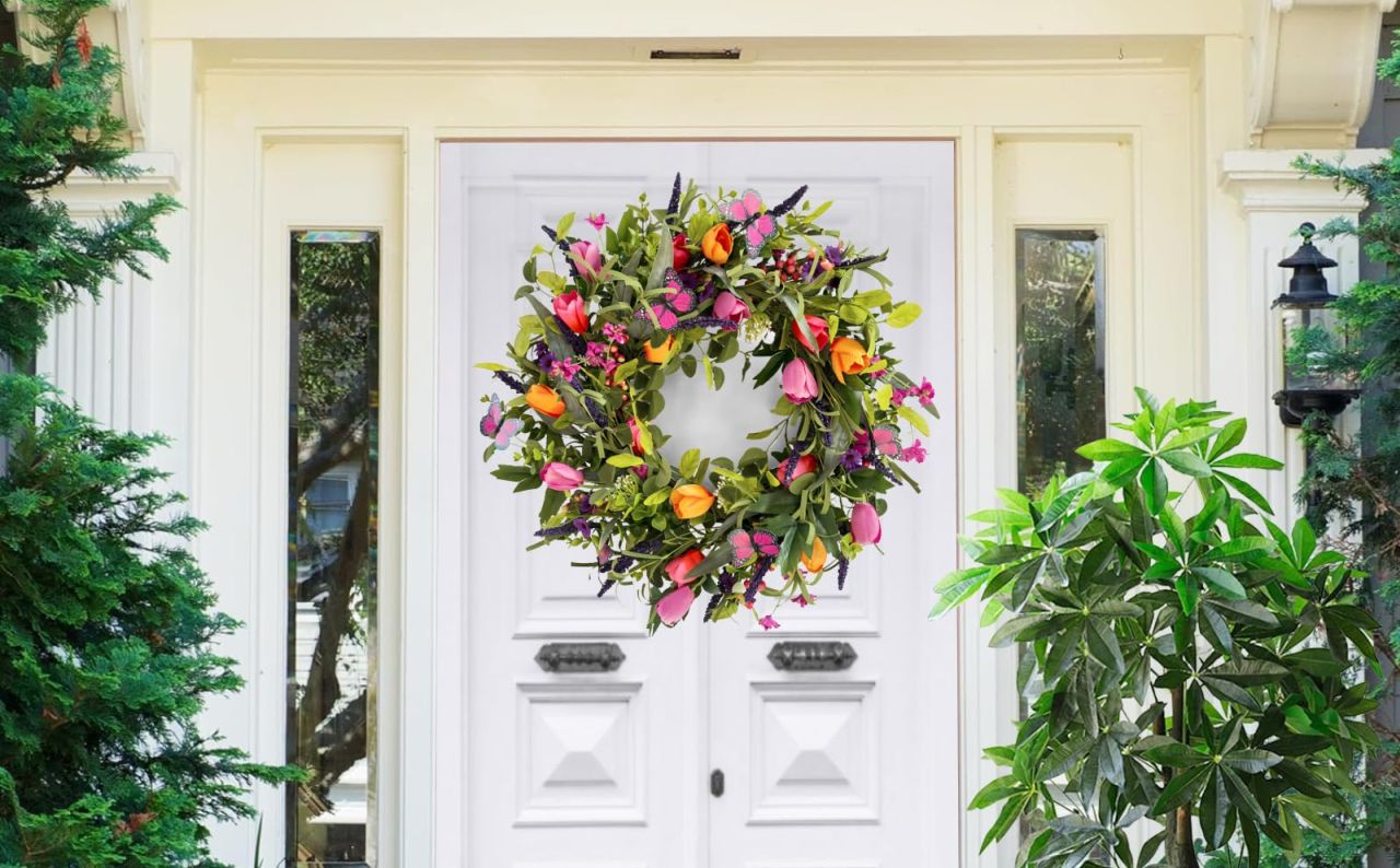 Tulip Wreath With Butterflies