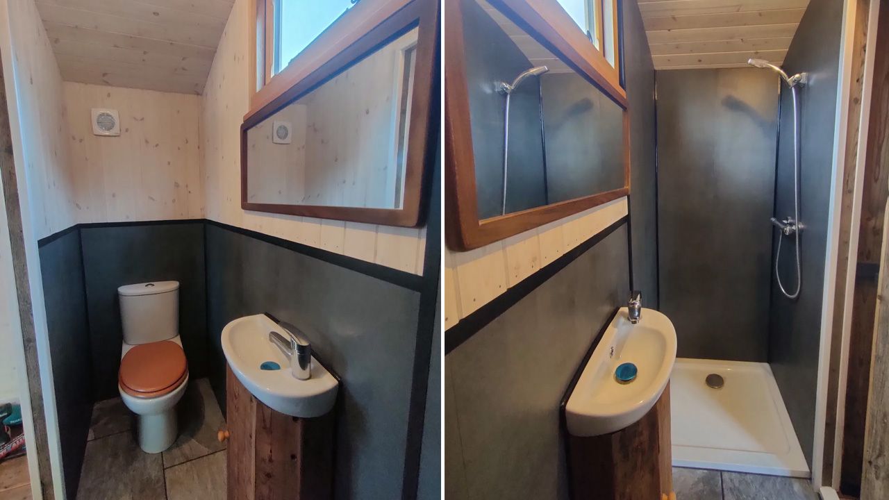 1940s Rail Carriage Turned Into Quaint Tiny Home - bathroom