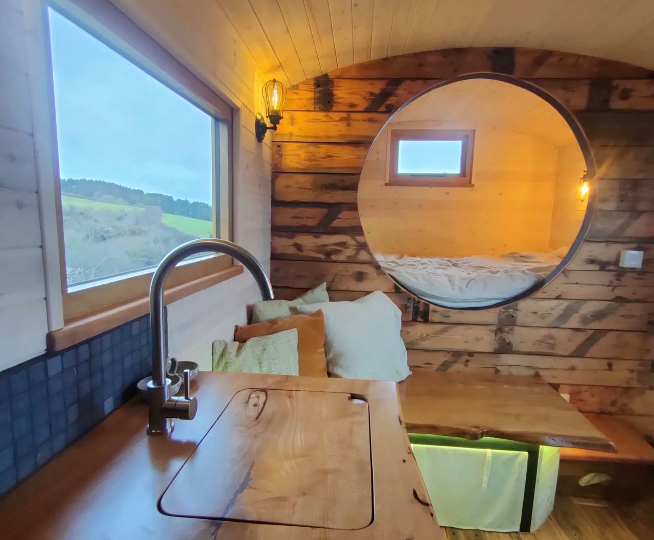 1940s Rail Carriage Turned Into Quaint Tiny Home - living area
