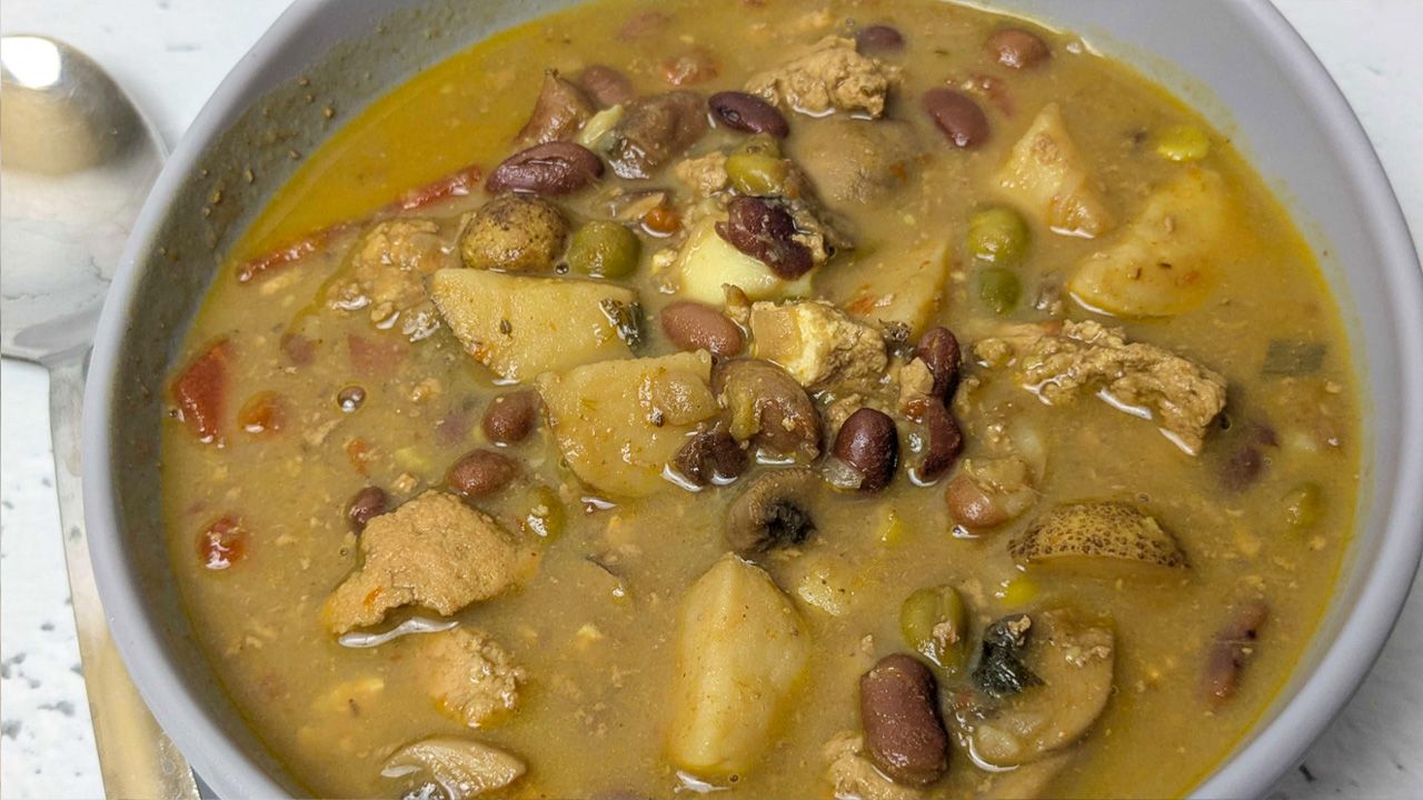 Bean stew with tofu recipe - closeup
