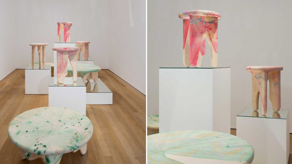 Brogan Cox and NAT MAKS -Tides Collection of Marbled Sycamore Tables