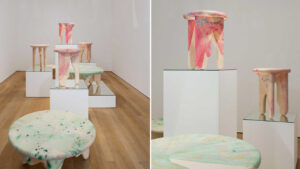 Brogan Cox and NAT MAKS -Tides Collection of Marbled Sycamore Tables