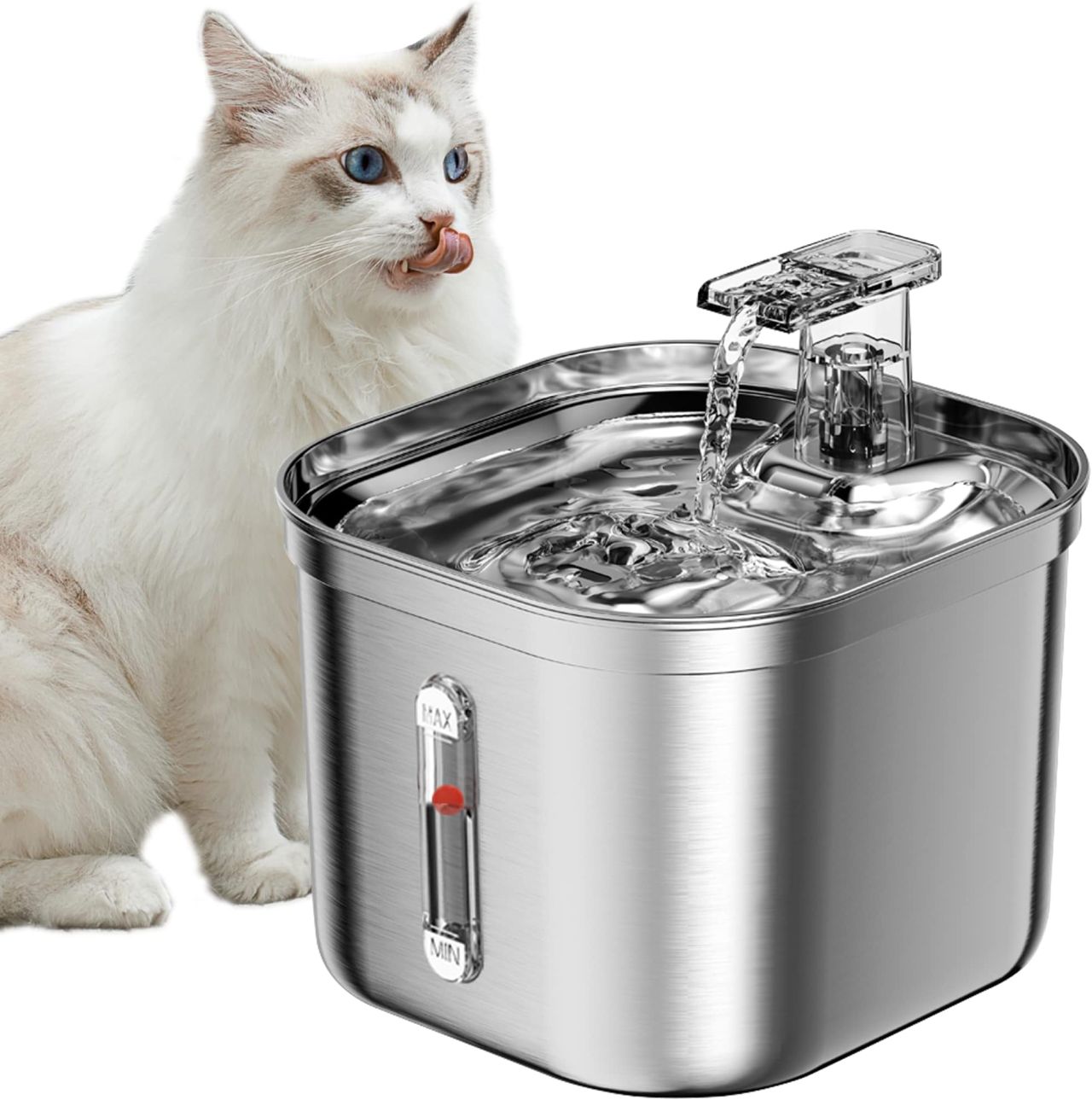 Cat Water Fountain, Stainless Steel Pet Water Fountain for Cats