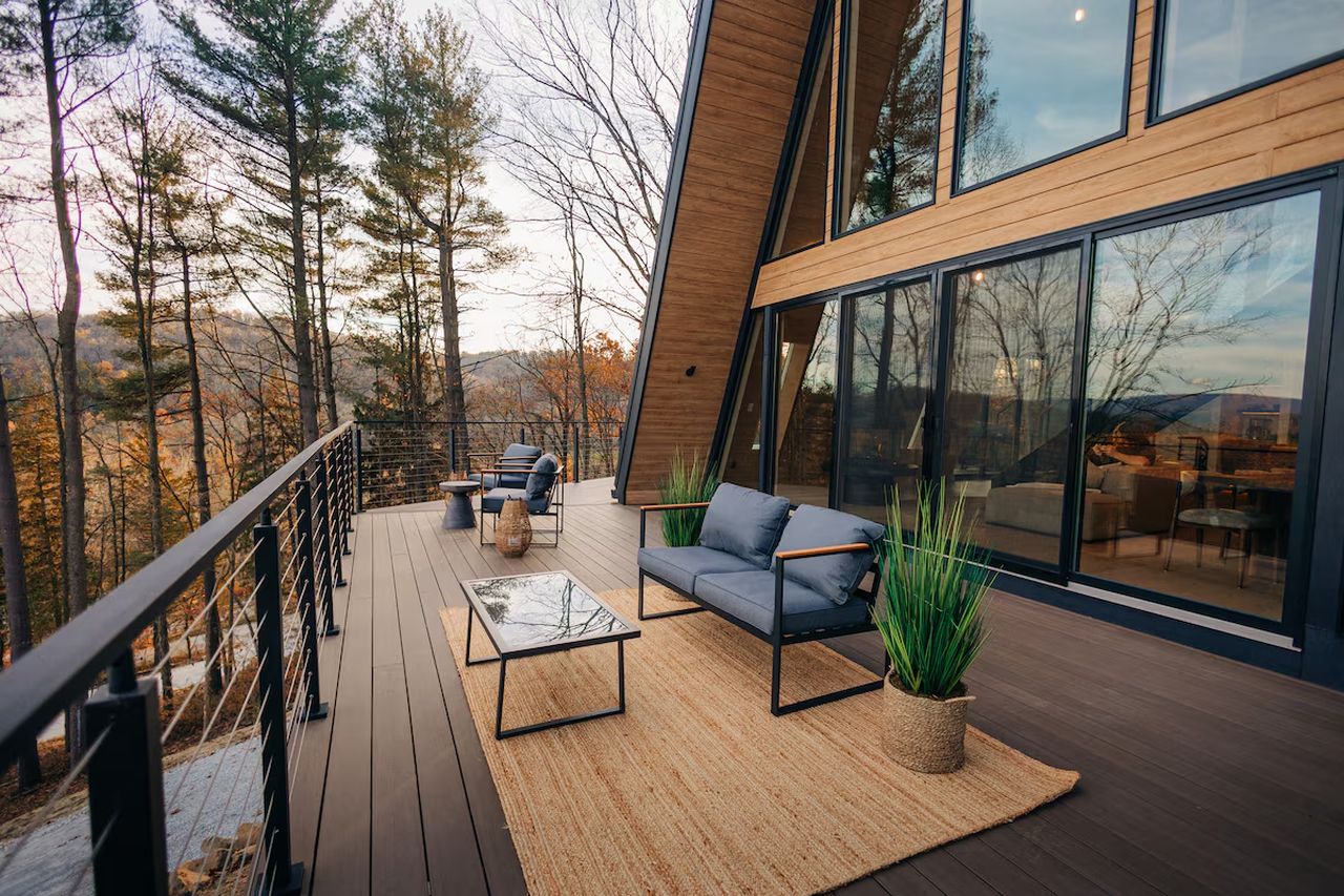 Diamond View A-Frame Cabin Rental - deck