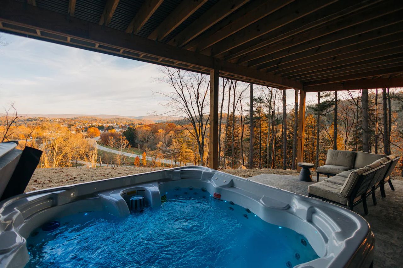 Diamond View A-Frame Cabin Rental - hot tub