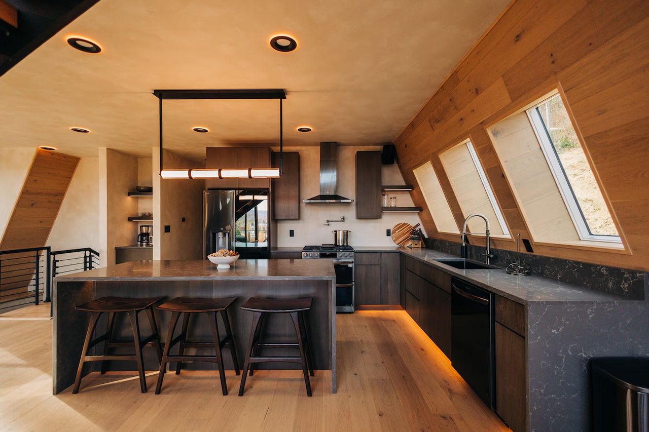 Diamond View A-Frame Cabin Rental - kitchen