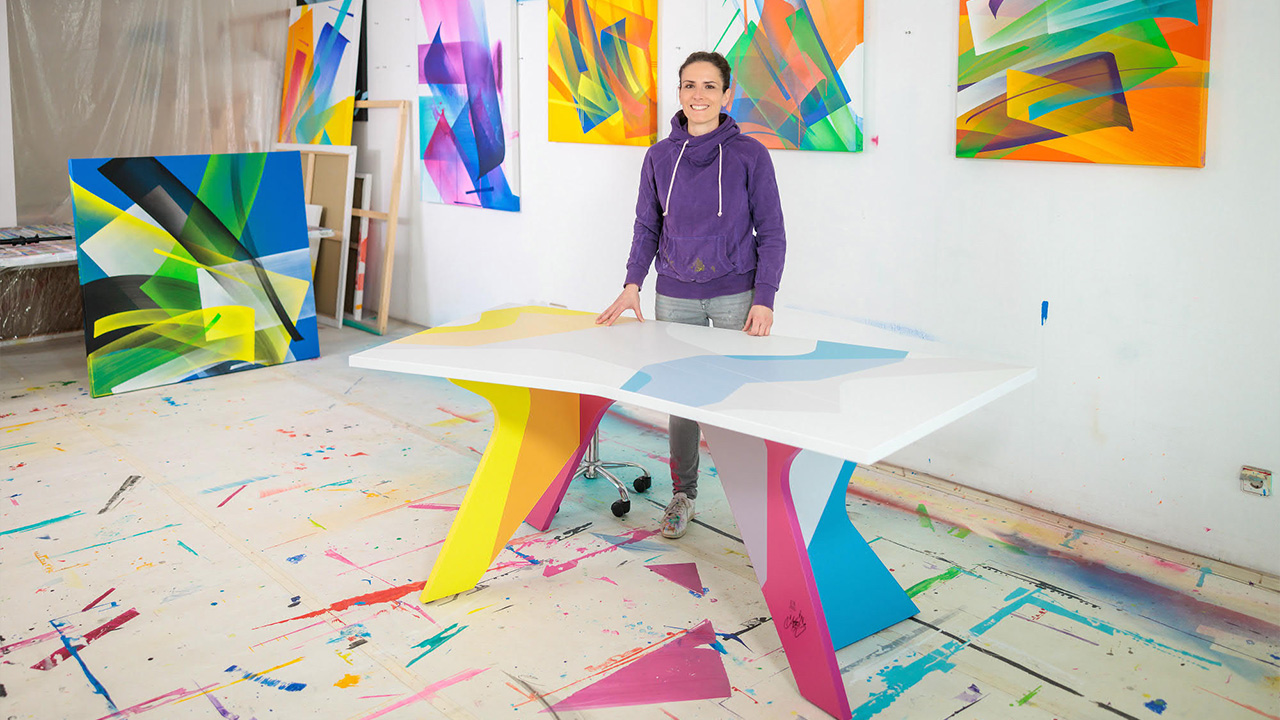 Graffiti Artist MadC Designs Colorful Table That Folds Into Wall Art