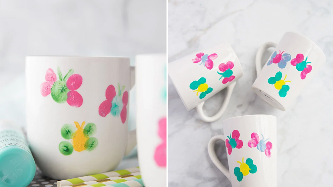 Fingerprint Butterfly Mug Painting