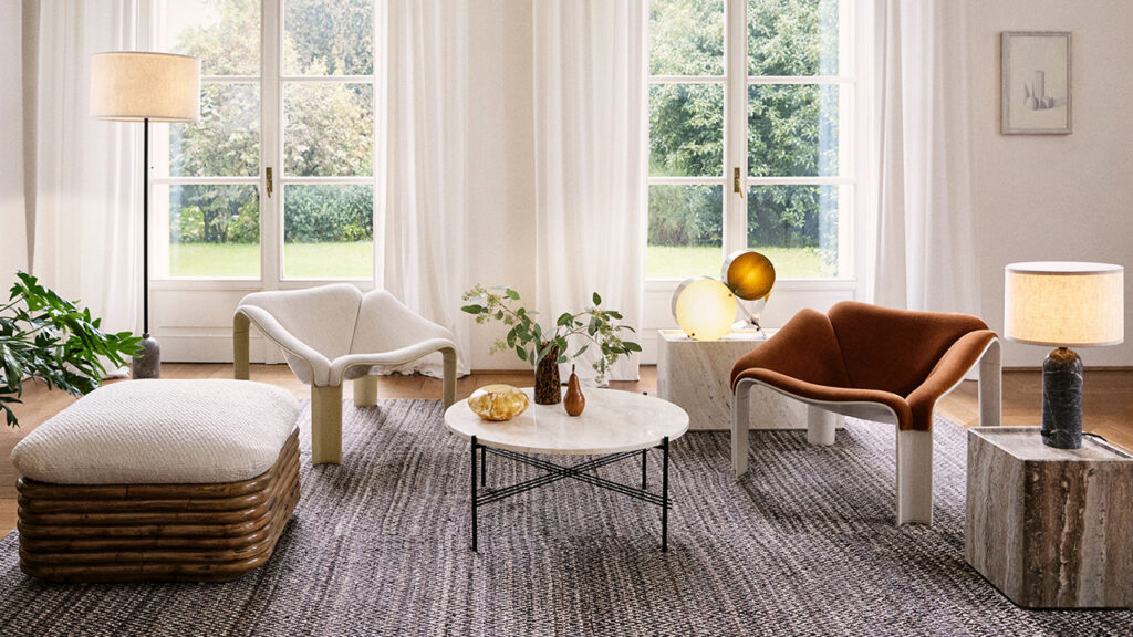 GUBI Re-Issues Pierre Paulin’s Iconic F300 Chair and Companion T877 Table