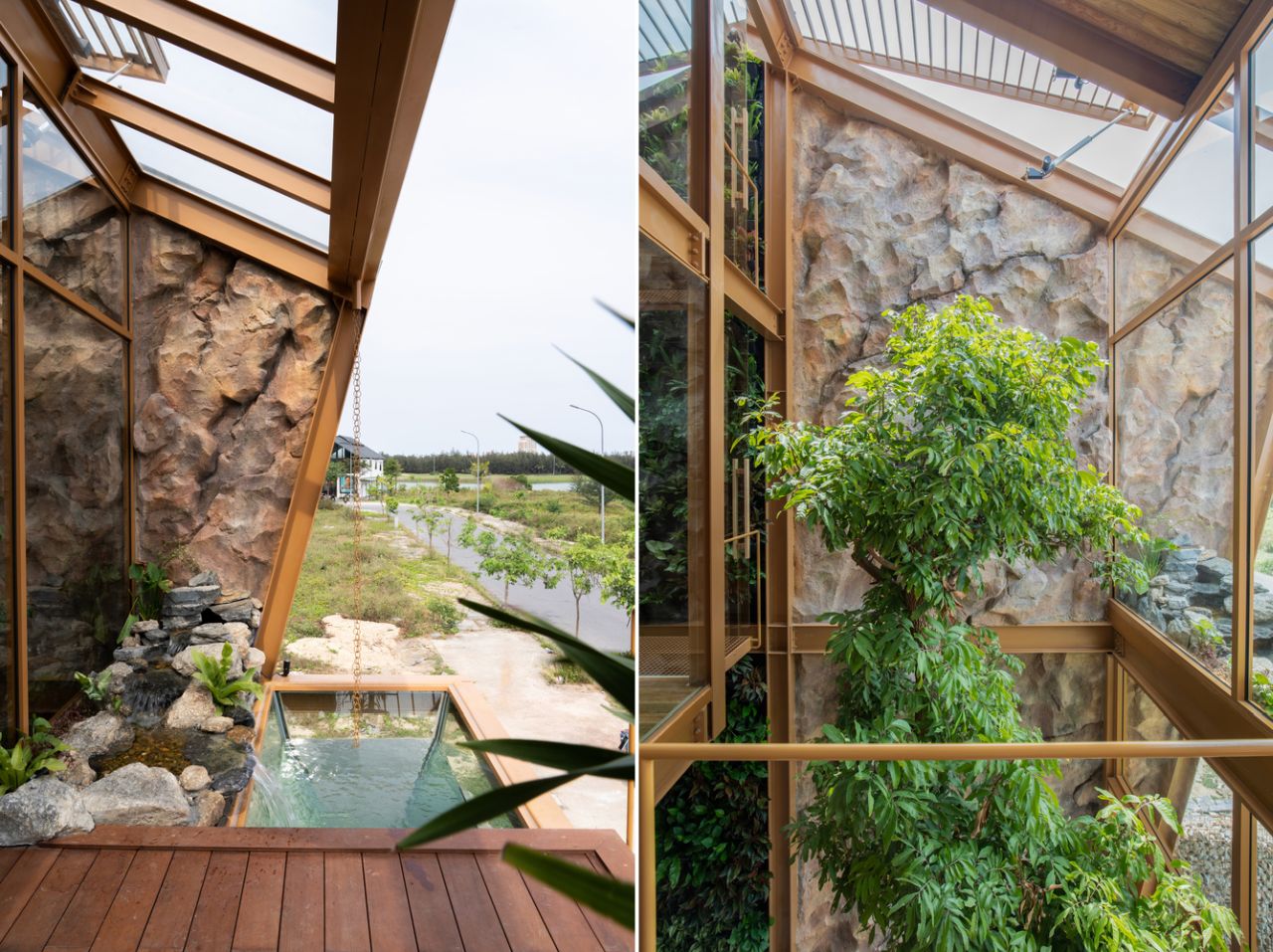 Ga.o House by 85 Design in Hòa Hảiin Vietnam Features Waterfall and Pool for Microclimate