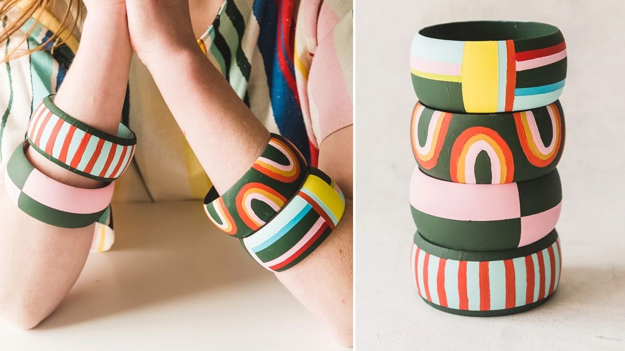 Handmade Mother's Day Gifts - DIY Rainbow Stripe Bangles