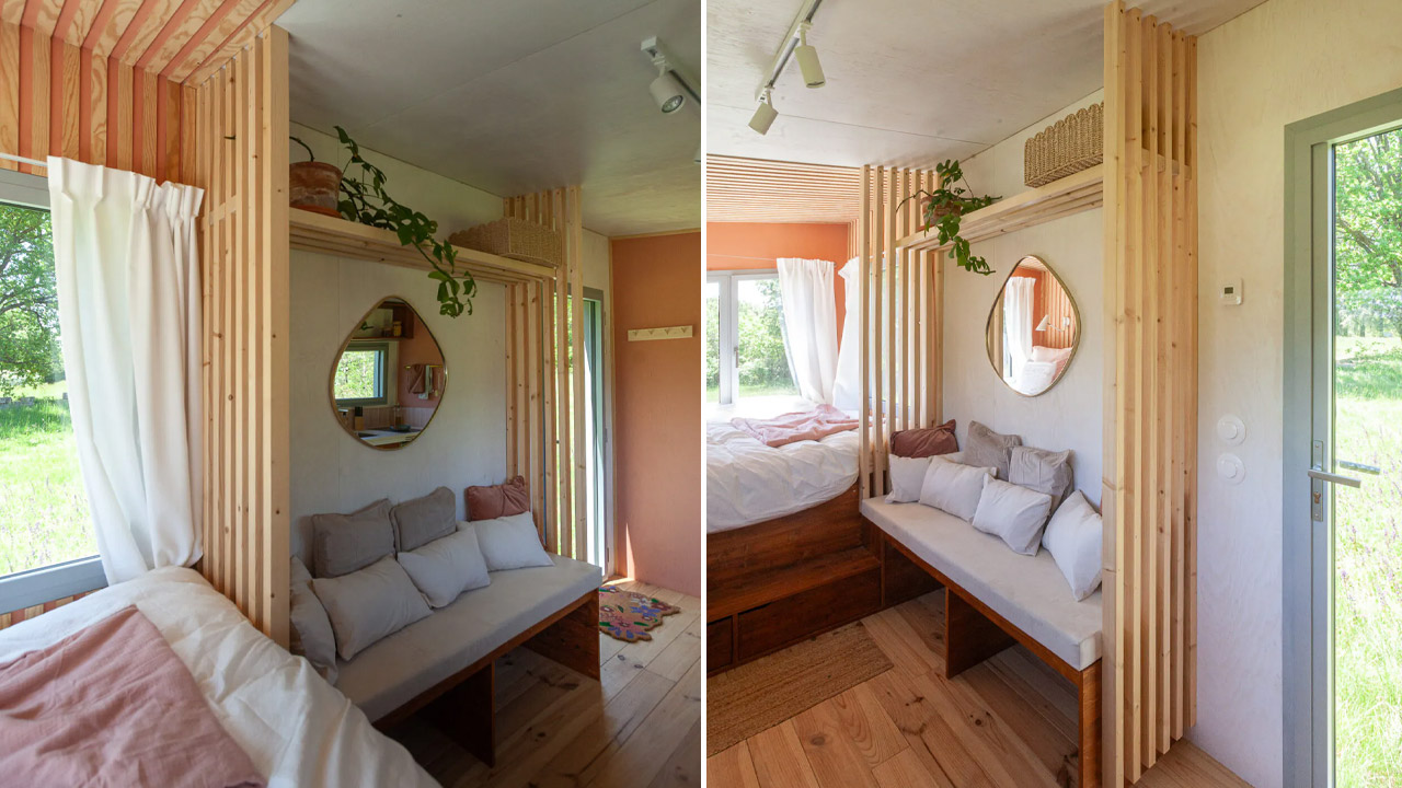 Interior of Botanical Feather Tiny House