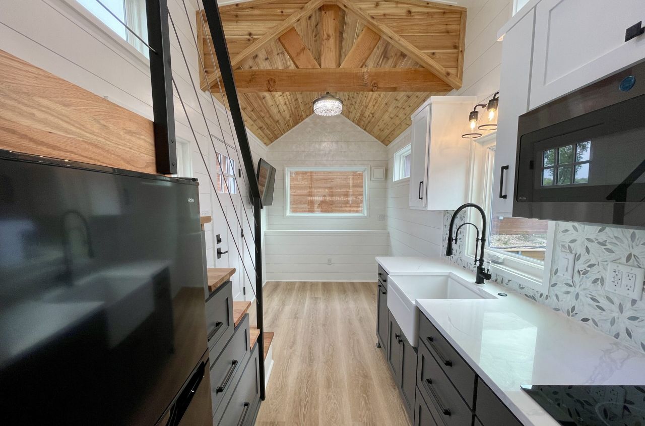 Kitchen and Living Area of Sadie's Suite Tiny House