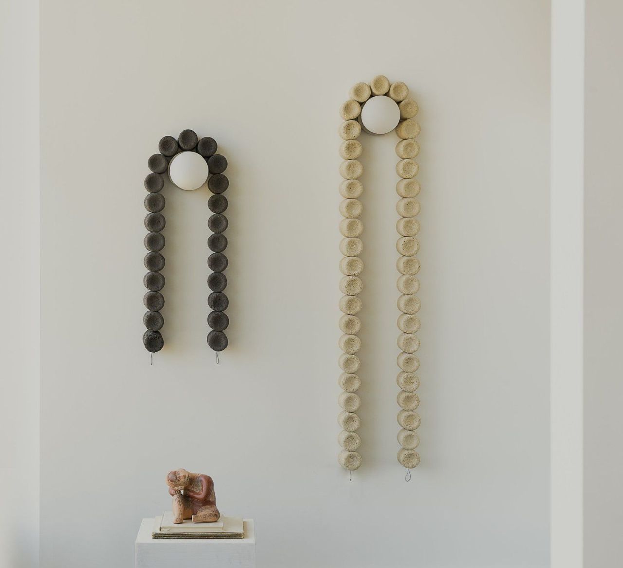 Long-Haired Sconces by Soft Geometry uses sustainable hemp-lime composite material