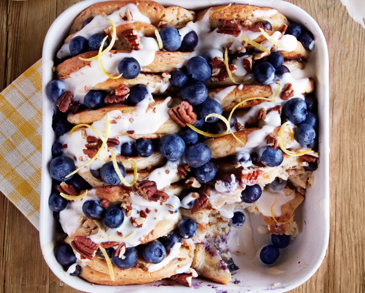 Mother's Day Breakfast Recipes - Blueberry-Pecan Pancake Bread Pudding